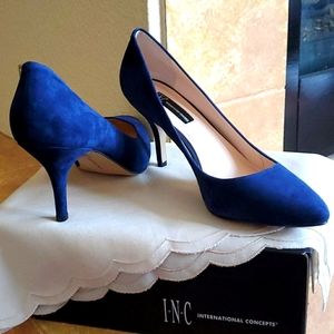 Navy Genuine Suede 3" Heels